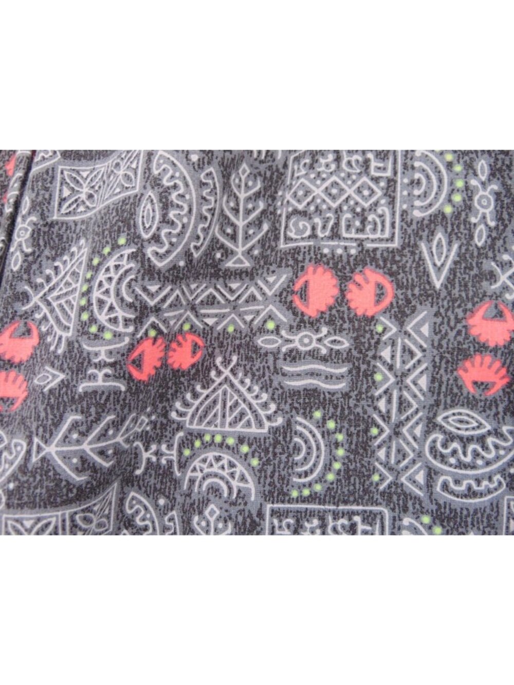 Vintage 80s Mens Shah Safari Gray Pink Hieroglyphs Button Shirt Size XL Abstract - Picture 7 of 11